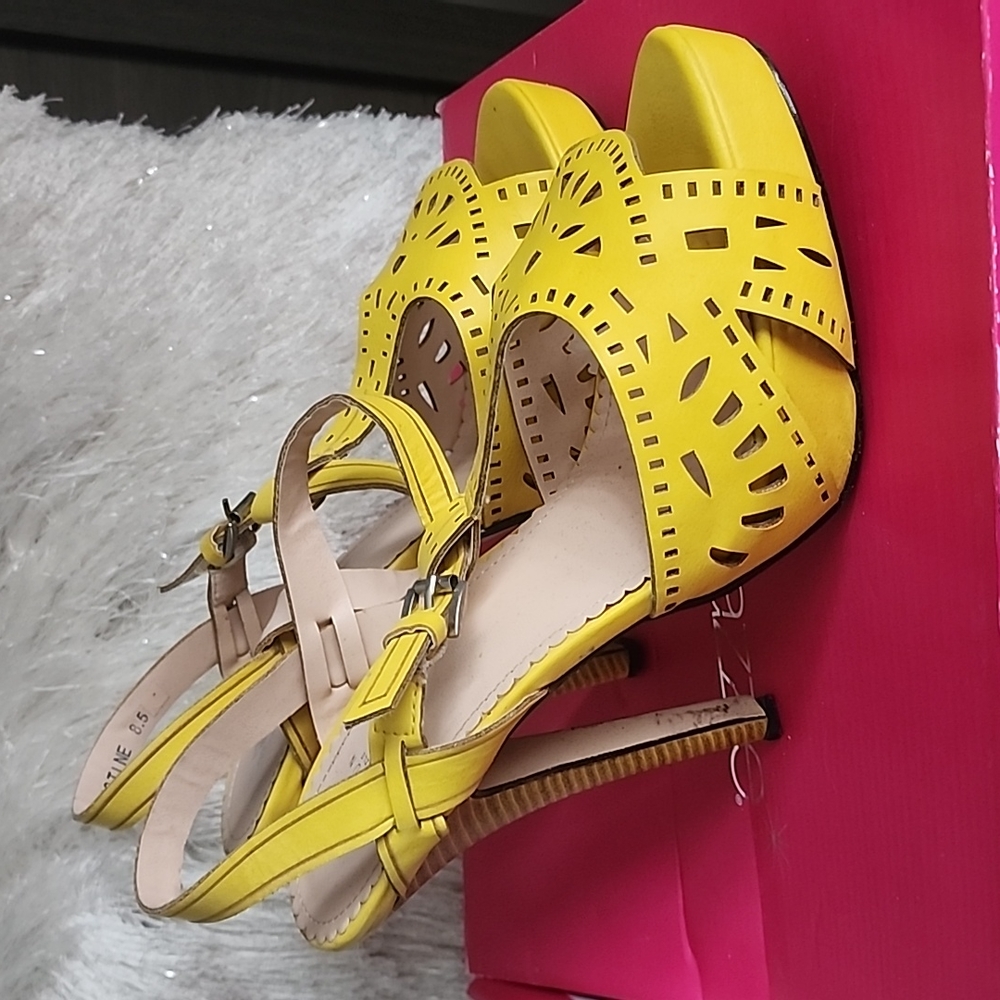 YELLOW Open Toe High Heel Shoe by Shoedazzle